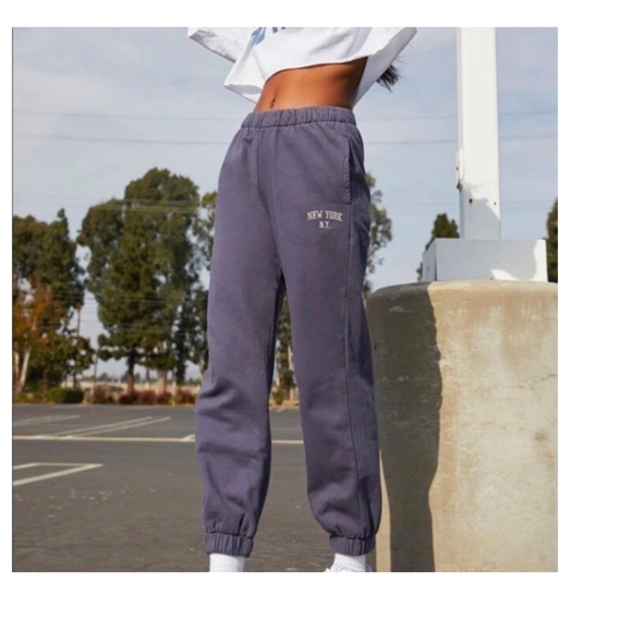 BRANDY MELVILLE Rosa Navy Blue “New York New York” Joggers OS - Picture 2 of 16